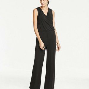 Ann Taylor Black Matte Jersey Wrap Jumpsuit Size 4